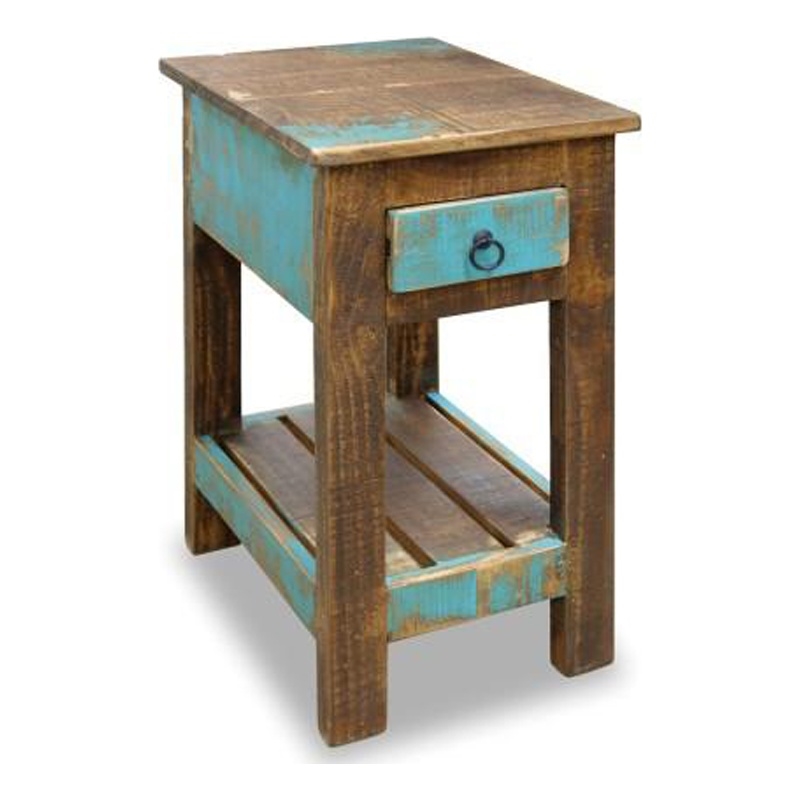 Crafters and Weavers La Boca Blue Side Table in Multi-Color