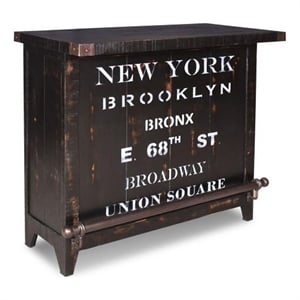 Crafters and Weavers 48&quot City Bar with Wine Rack With Graffiti Black