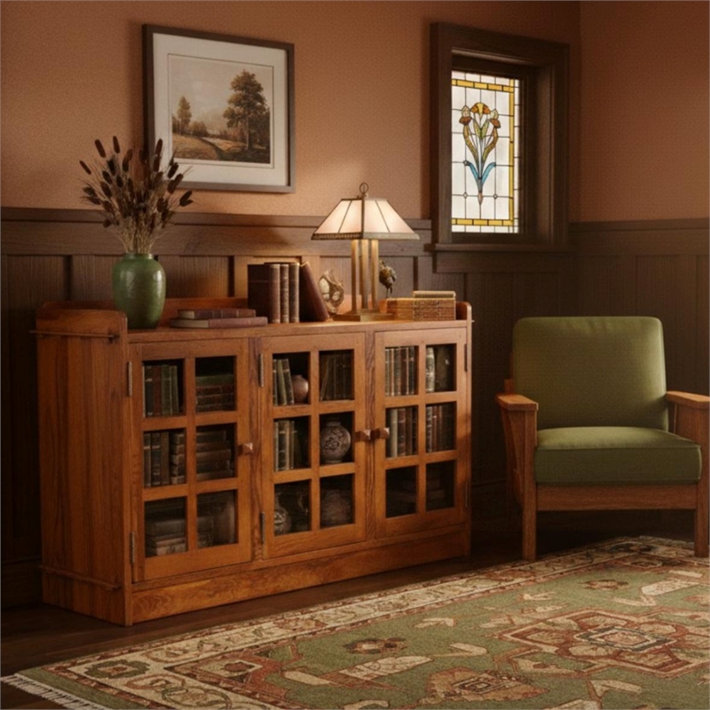 Crafters and Weavers Mission Oak 3 Door Console in Michael's Cherry