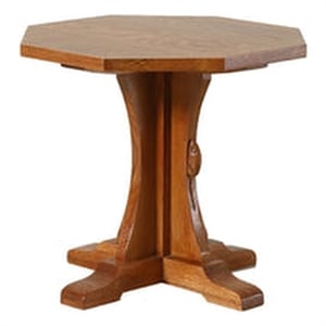 Crafters and Weavers Mission Solid Oak Mouse Detail End Table in Cherry