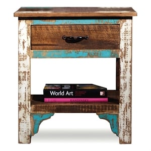 Crafters and Weavers La Boca 1 Drawer End Table in Multi-Color