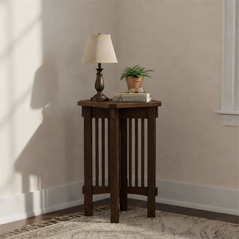 Crafters and Weavers Mission Spindle Side Table / Plant Stand in Walnut