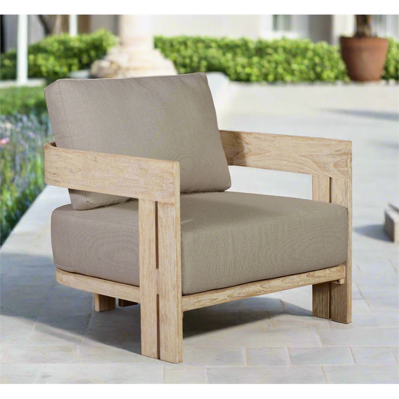 Crafters and Weavers Paradiso Outdoor Solid Teak Wood Chair Natural Look in Gray