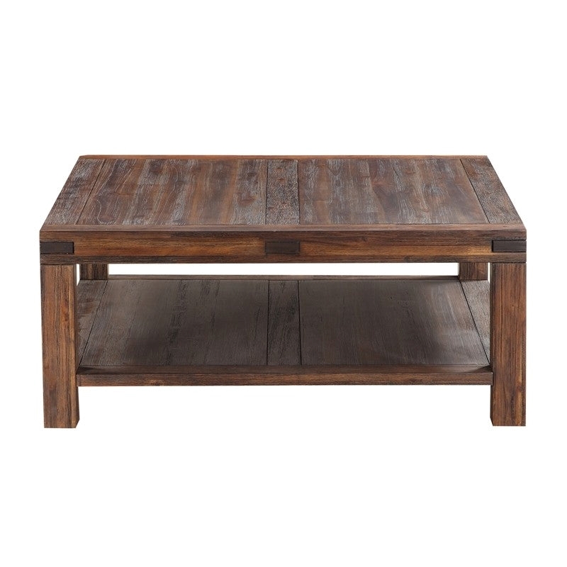 Crafters and Weavers Livingston Acacia Wood Square Coffee Table - Graphite/Black