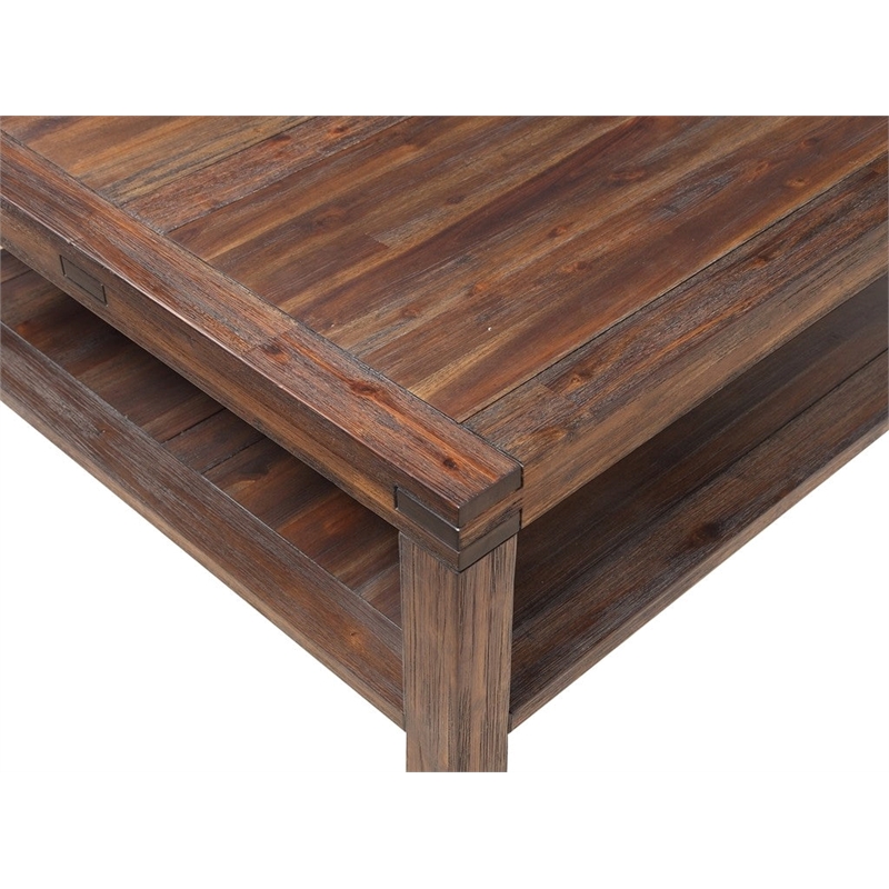 Crafters and Weavers Livingston Acacia Wood Square Coffee Table - Graphite/Black