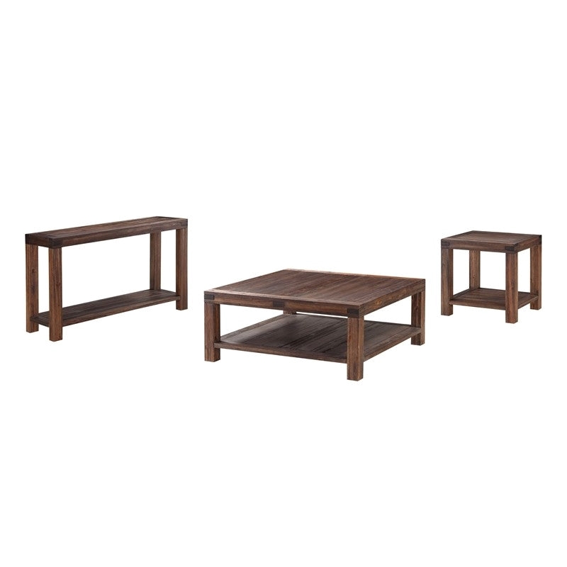 Crafters and Weavers Livingston Acacia Wood Square Coffee Table - Graphite/Black