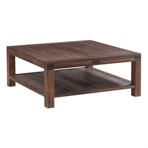 Crafters and Weavers Livingston Acacia Wood Square Coffee Table - Graphite/Black