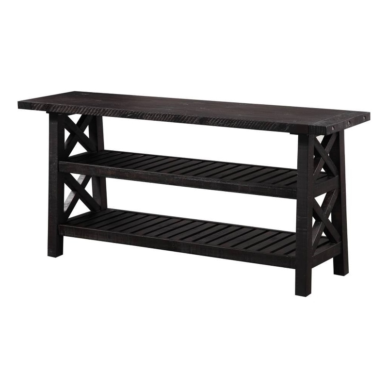 Crafters and Weavers Oak Park Cross Bar Console Table in Black