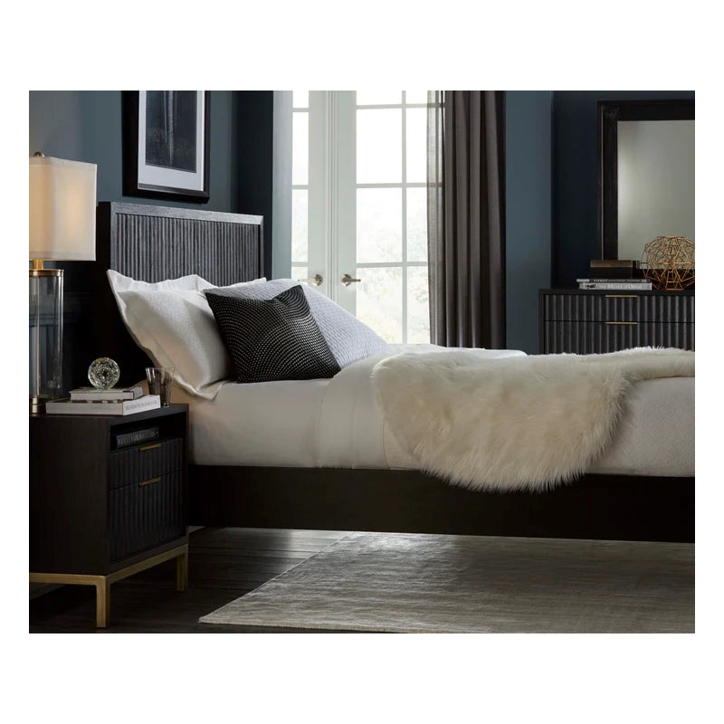 Crafters and Weavers Genovese Modern King Bedroom Set - Black and Gold