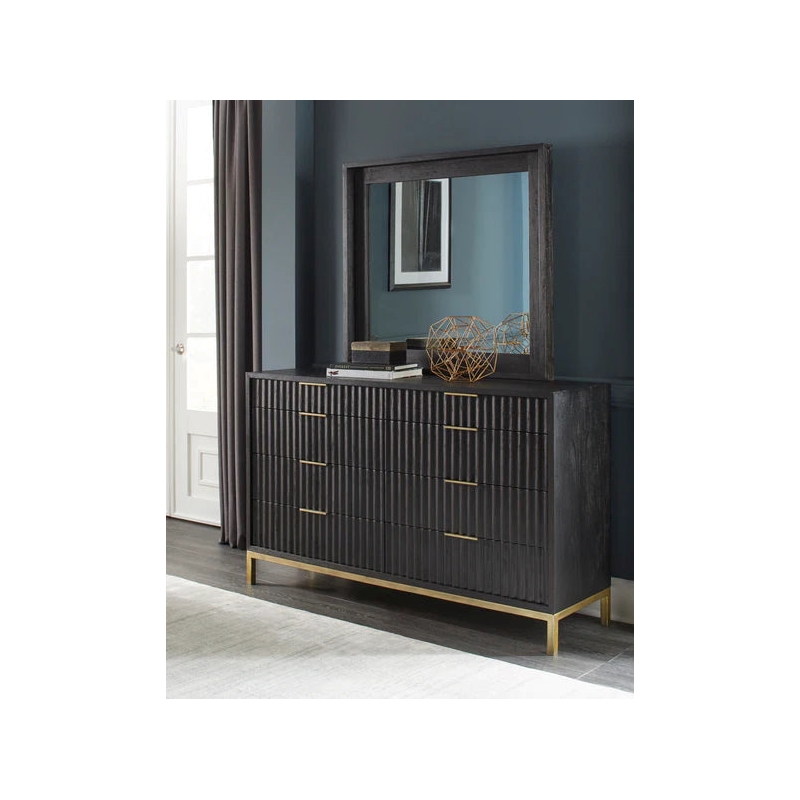Crafters and Weavers Genovese Modern King Bedroom Set - Black and Gold