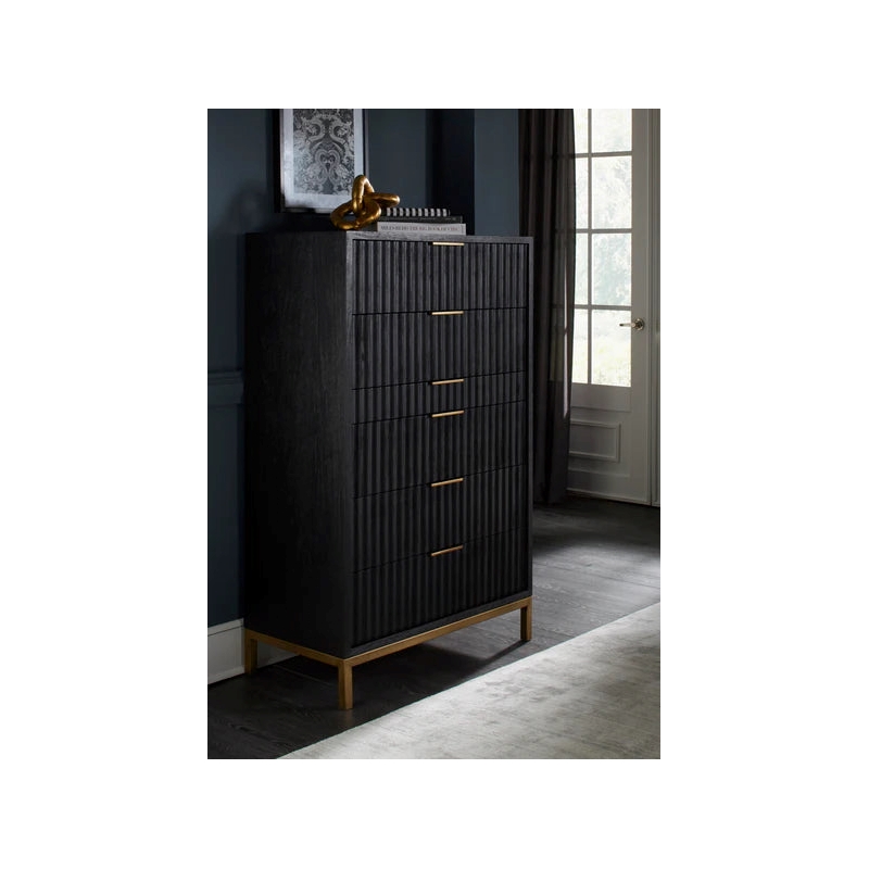 Crafters and Weavers Genovese Modern King Bedroom Set - Black and Gold