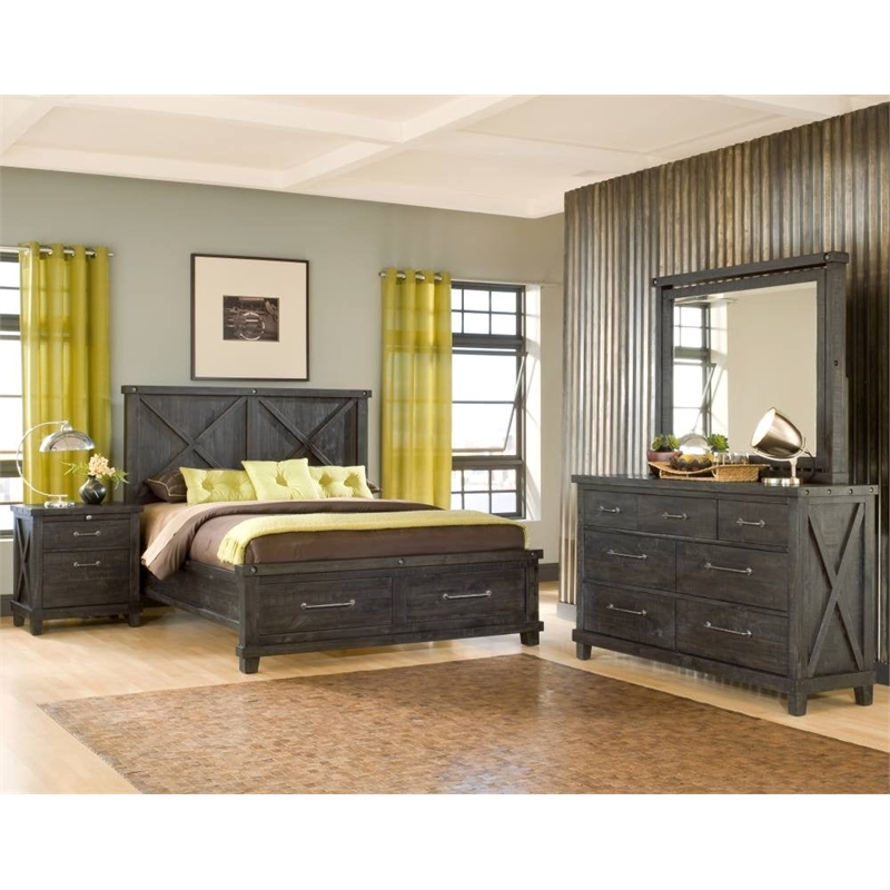 Crafters and Weavers Oak Park 2 Drawer Nightstand in Black
