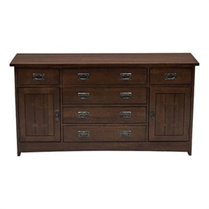 Crafters and Weavers Mission Oak 6-Drawer 62&quot Sideboard in Walnut