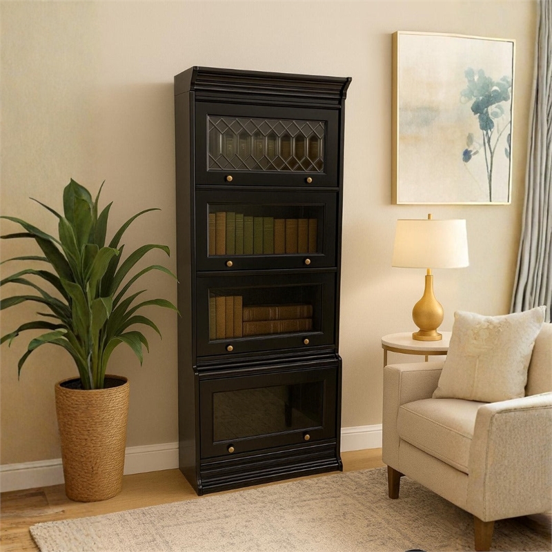 Crafters and Weavers Legacy 4 Stack Barrister Bookcase in Black