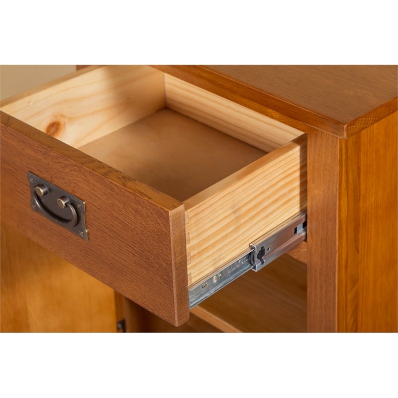 Crafters and Weavers Mission Quarter Sawn Oak 1 Door/Drawer Nightstand in Cherry