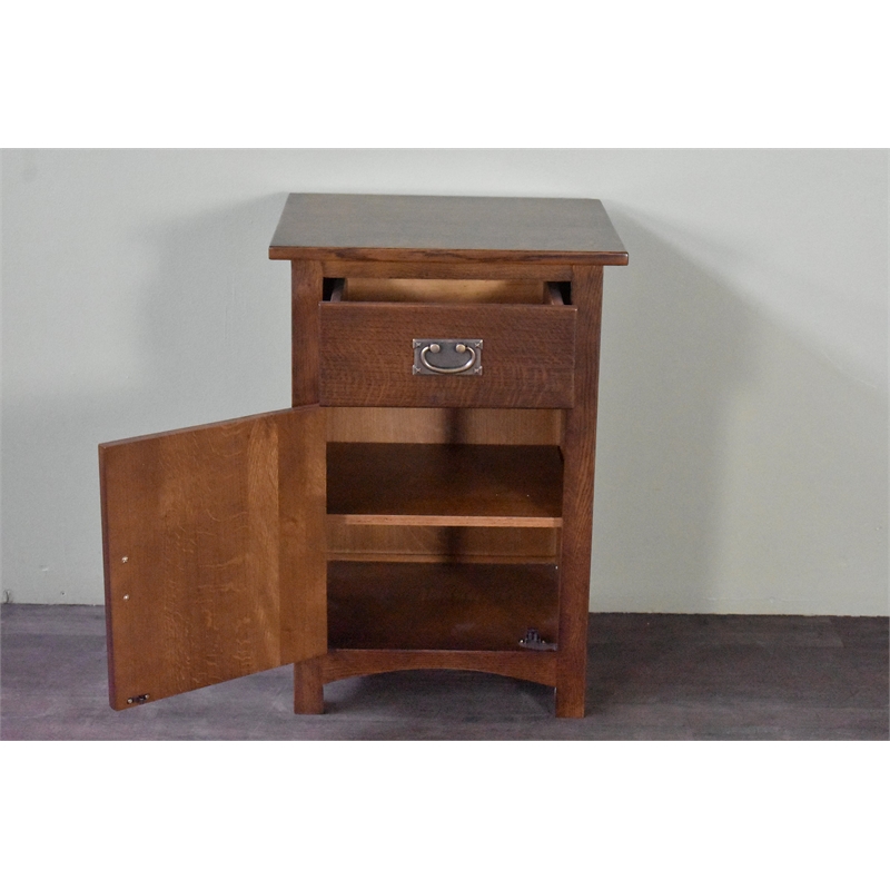 Crafters and Weavers Mission Quarter Sawn Oak 1 Door Drawer Nightstand in Walnut