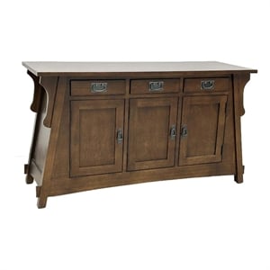 Crafters and Weavers 55&quot Mission Oak Crofter Console Cabinet in Walnut
