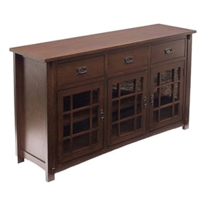 Crafters and Weavers 65&quot Craftsman Mission Solid Oak Sideboard in Walnut Stain