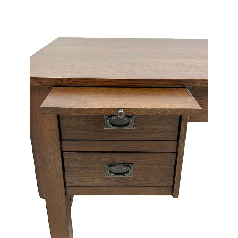 Crafters and Weavers Mission Quarter Sawn Oak 5 Drawer Desk in Walnut