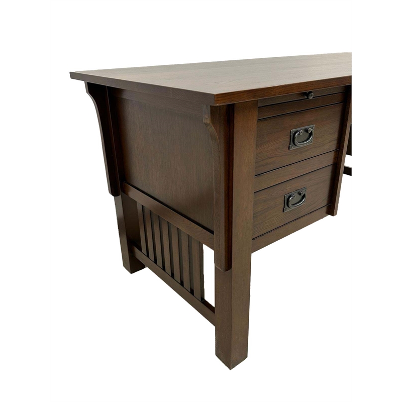Crafters and Weavers Mission Quarter Sawn Oak 5 Drawer Desk in Walnut