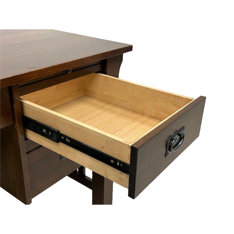 Crafters and Weavers Mission Quarter Sawn Oak 5 Drawer Desk in Walnut