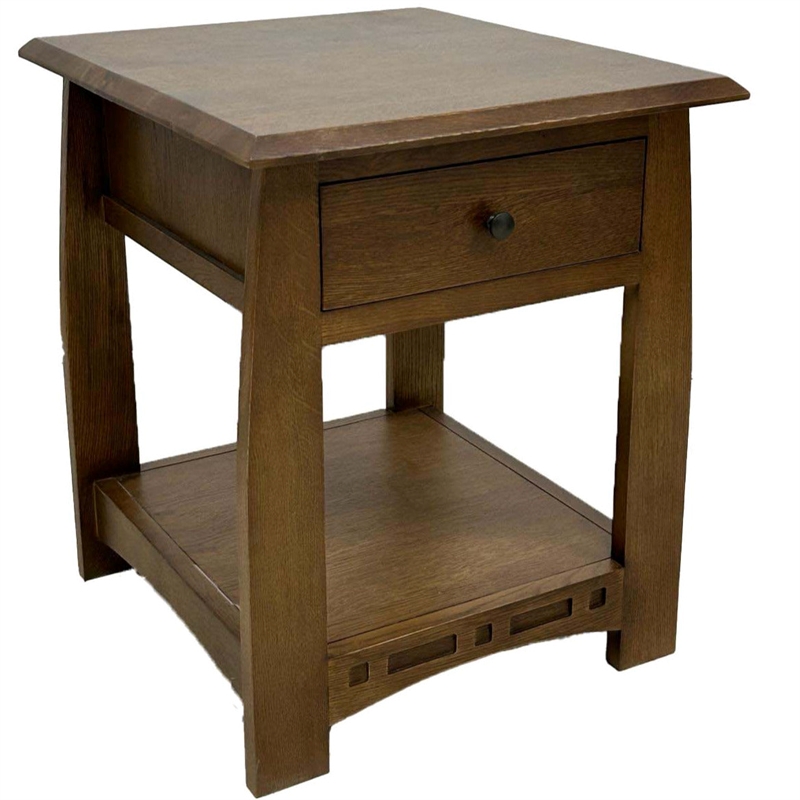Crafters and Weavers Mission Quarter Sawn Inlay End Table in Walnut/White Oak