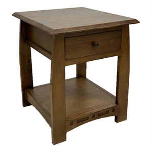Crafters and Weavers Mission Quarter Sawn Inlay End Table in Walnut/White Oak