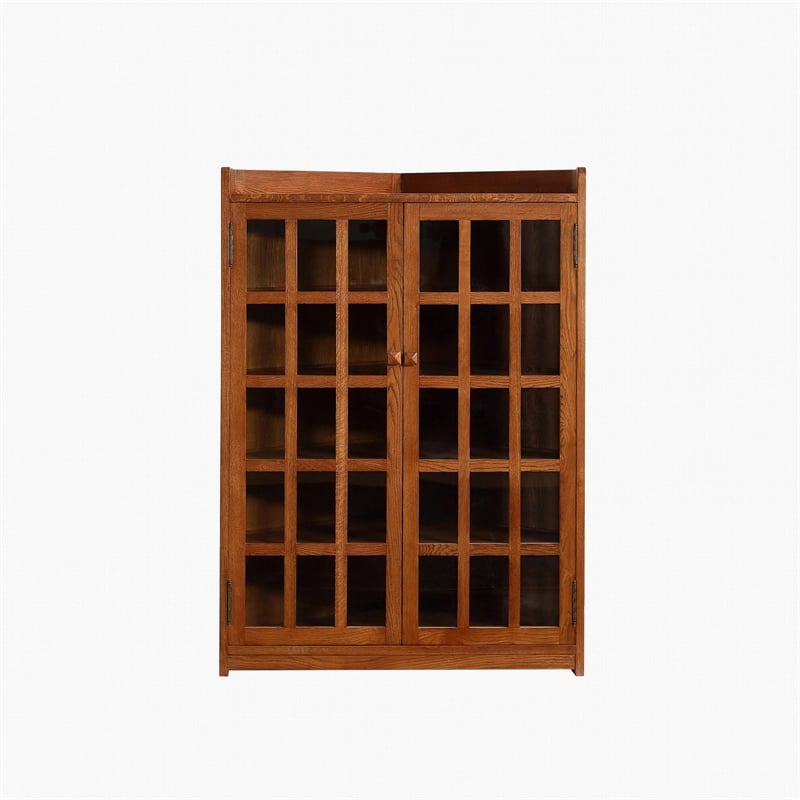 Crafters and Weavers Mission Oak Corner Bookcase / Cabinet in Cherry/Light Brown