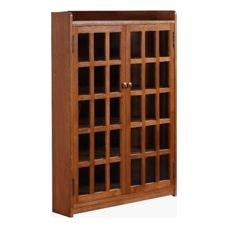 Crafters and Weavers Mission Oak Corner Bookcase / Cabinet in Cherry/Light Brown