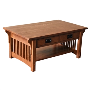 Crafters and Weavers 40&quot Mission Crofter 4 Drawer Coffee Table in Cherry/Brown