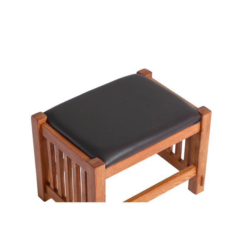 Crafters and Weavers Mission Oak Foot Stool in Spindles in Cherry/Light Brown