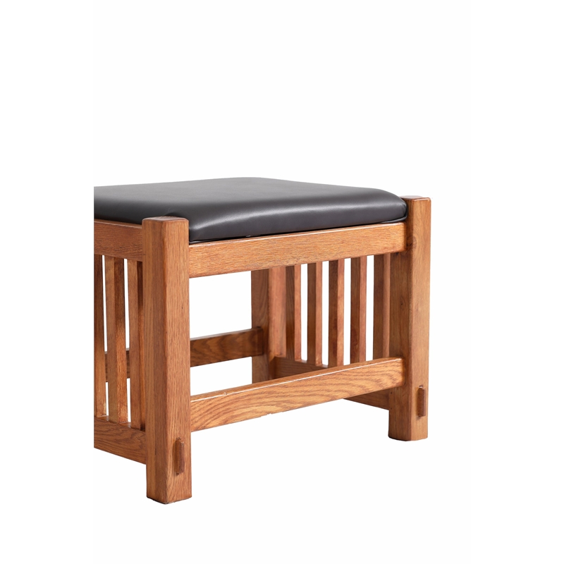 Crafters and Weavers Mission Oak Foot Stool in Spindles in Cherry/Light Brown