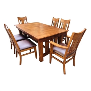 Crafters and Weavers Mission Quarter Sawn Oak Dining Table in Cherry