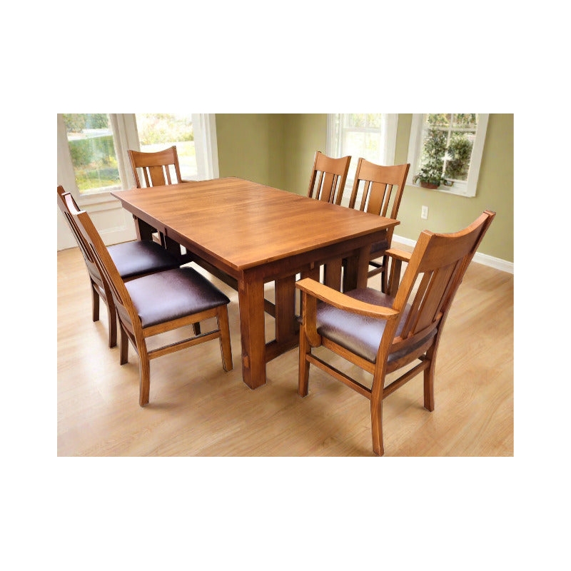 Crafters and Weavers Mission Quarter Sawn Oak Dining Table in Cherry