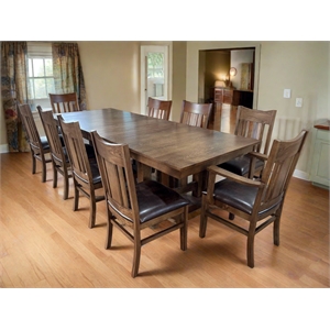 Crafters and Weavers Mission Quarter Sawn Oak Dining Table in Walnut