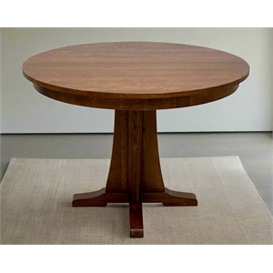 Crafters and Weavers 42&quot Mission Quarter Sawn Oak Round Dining Table in Cherry