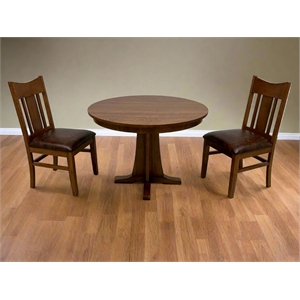Crafters and Weavers 42&quot Mission Quarter Sawn Oak Round Dining Table Set -Cherry