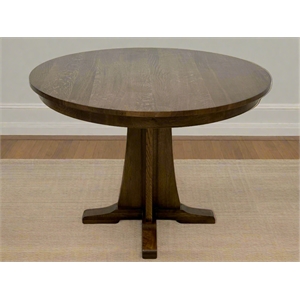 Crafters and Weavers 42&quot Mission Quarter Sawn Oak Round Dining Table in Walnut