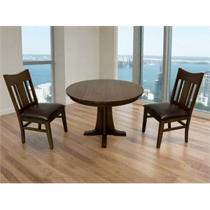 Crafters and Weavers 42&quot Mission Quarter Sawn Oak Round Dining Table Set -Walnut