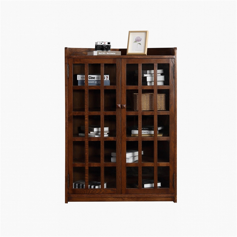 Crafters and Weavers Mission Oak Corner Bookcase / Cabinet in Walnut