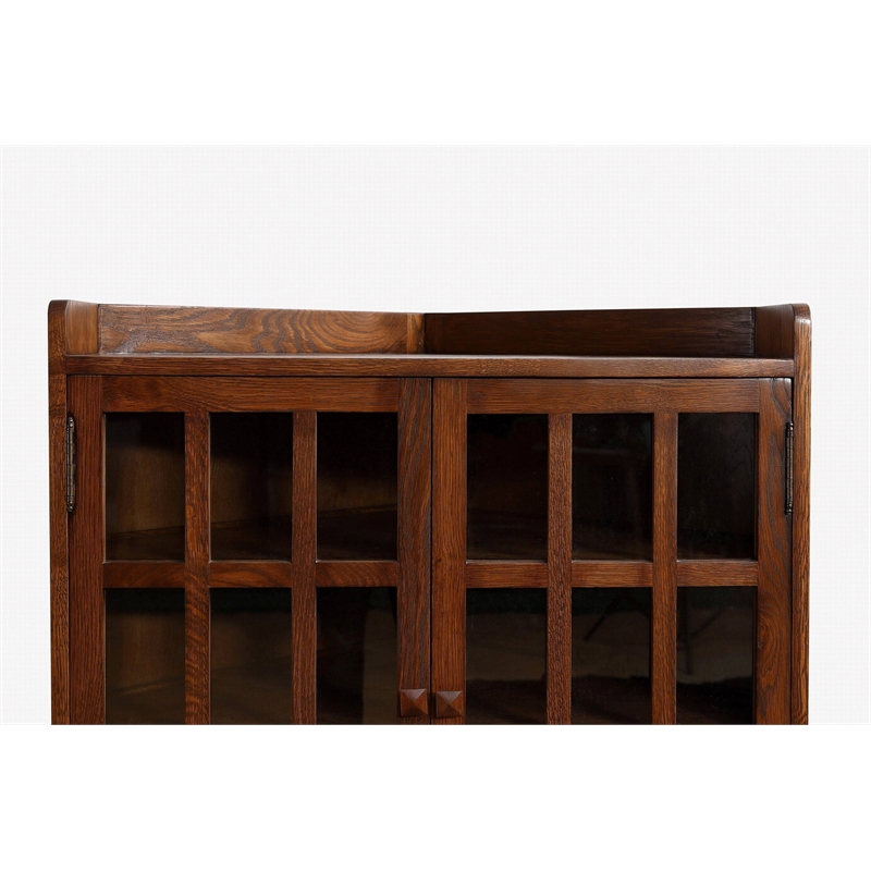 Crafters and Weavers Mission Oak Corner Bookcase / Cabinet in Walnut