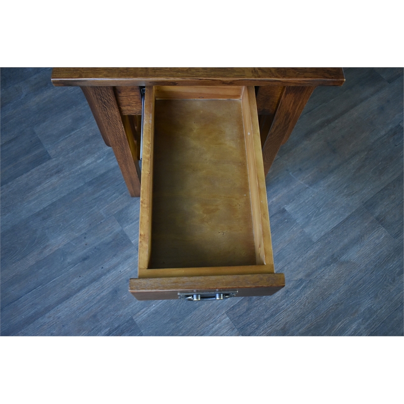 Crafters and Weavers Mission 1 Drawer Crofter End Table in Golden Brown