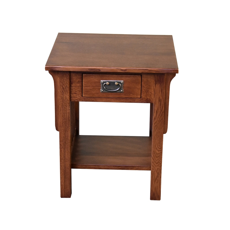 Crafters and Weavers Mission 1 Drawer Crofter End Table in Golden Brown