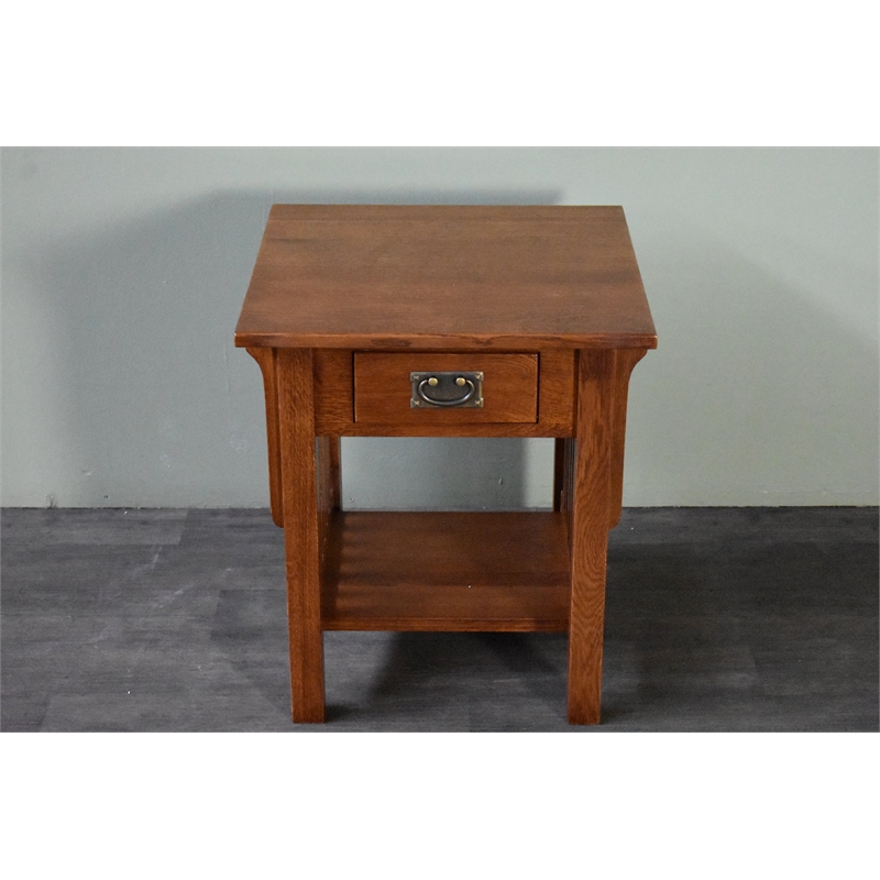 Crafters and Weavers Mission 1 Drawer Crofter End Table in Golden Brown