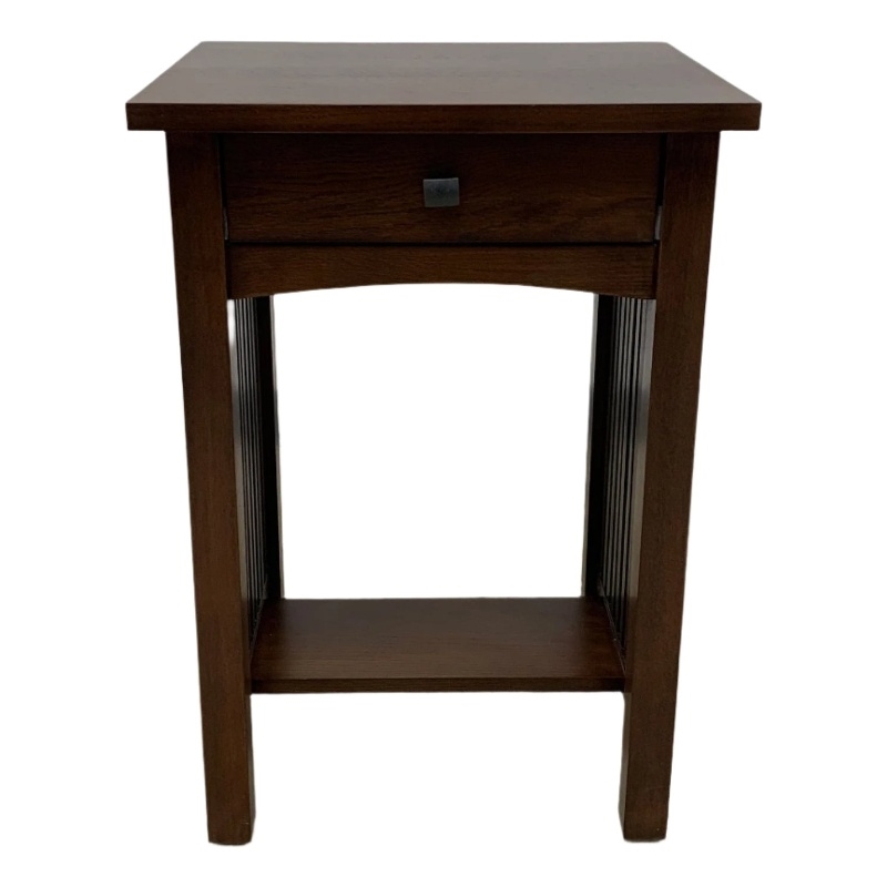 Crafters and Weavers Mission 1 Drawer Spindle End Table in Walnut