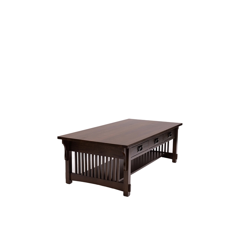 Crafters and Weavers Mission Crofter Style 6 Drawer Coffee Table in Walnut