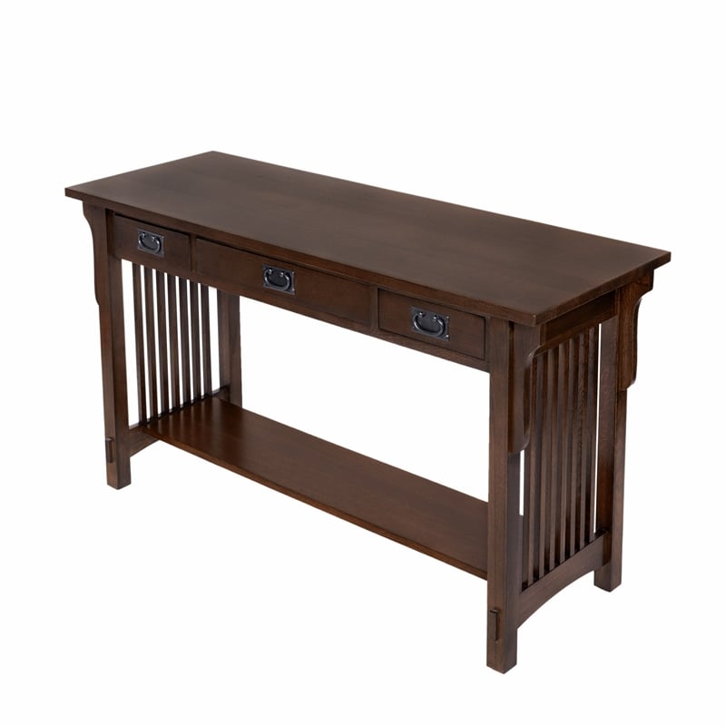 Crafters and Weavers Mission 3 Drawer Crofter Style Console Table in Walnut