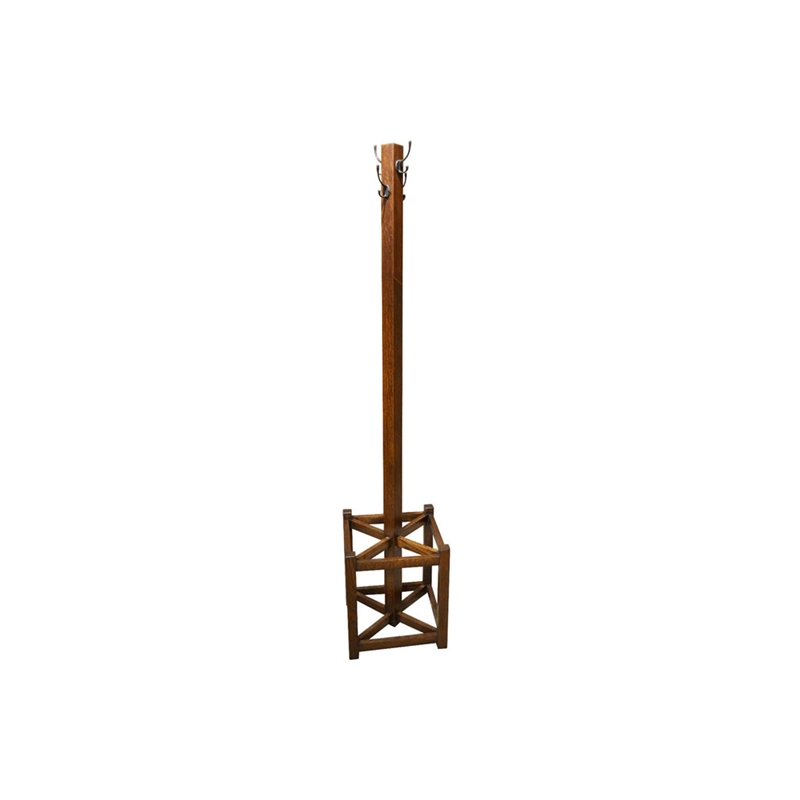 Crafters and Weavers Mission Coat Rack with Umbrella Stand  in Cherry