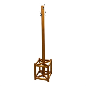 Crafters and Weavers Mission Coat Rack with Umbrella Stand  in Cherry