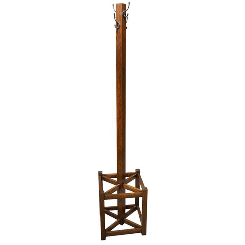 Crafters and Weavers Mission Coat Rack with Umbrella Stand in Walnut